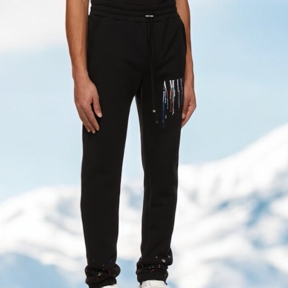 AMIRI Black Paint drip Sweatpants Tapered Joggers sz S